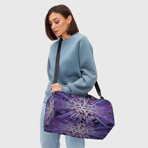 Спортивная сумка Неоновый абстрактный коридор - Фиолетовый / 3D-принт – фото 4