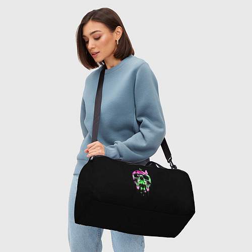 Спортивная сумка Неоновая черепушка с бабочками / 3D-принт – фото 4