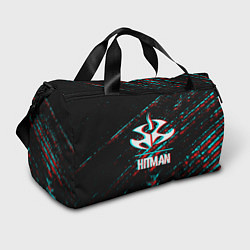 Спортивная сумка Hitman в стиле Glitch и Баги Графики на темном фон