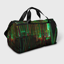 Спортивная сумка Абстрактное множество зелёных неоновых лучей