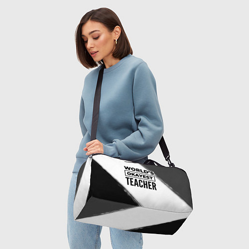 Спортивная сумка Worlds okayest teacher - white / 3D-принт – фото 4