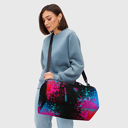 Сумки спортивные Leeds United - neon gradient: символ и надпись вер, цвет: 3D-принт — фото 2