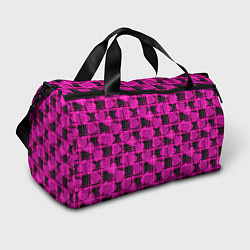 Сумки спортивные Black and pink hearts pattern on checkered, цвет: 3D-принт