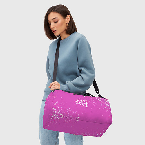 Спортивная сумка Lana Del Rey - на розовом фоне брызги / 3D-принт – фото 4