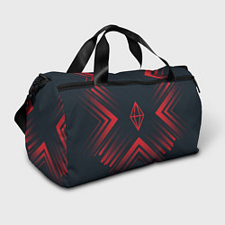 Спортивная сумка Красный символ The Sims на темном фоне со стрелкам
