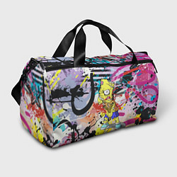 Спортивная сумка Зомби Барт Симпсон с рогаткой на фоне граффити