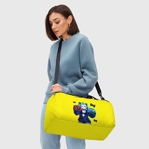 Спортивная сумка Ребекка из киберпанка - желтый / 3D-принт – фото 4