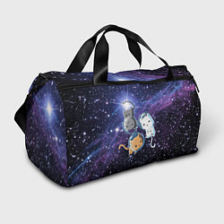 Спортивная сумка Три котика в открытом космосе
