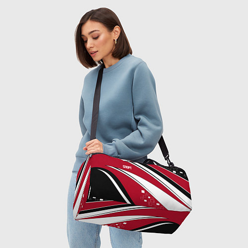 Спортивная сумка Красно черная абстракция на белом спорт / 3D-принт – фото 4