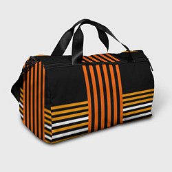 Спортивная сумка Полосатый узор в красных оранжевых тонах на черном