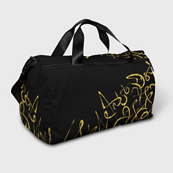 Спортивная сумка Золотая каллиграфия на черном фоне