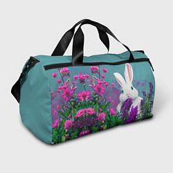 Спортивная сумка Голубоглазый кролик в цветах