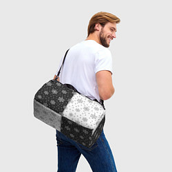 Сумки спортивные Рождественские снежинки на черно-белом фоне, цвет: 3D-принт — фото 2