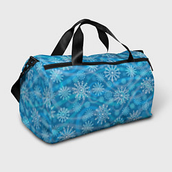 Спортивная сумка Узор из снежинок на синем фоне
