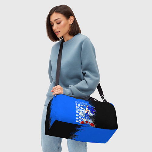 Спортивная сумка Соник на синем фоне / 3D-принт – фото 4