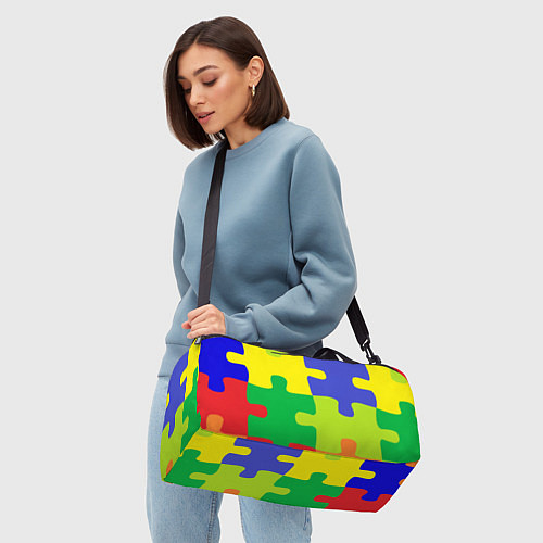 Спортивная сумка Пазлы разноцветные / 3D-принт – фото 4
