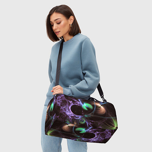 Спортивная сумка Магические фиолетовые волны и цветные космические / 3D-принт – фото 4