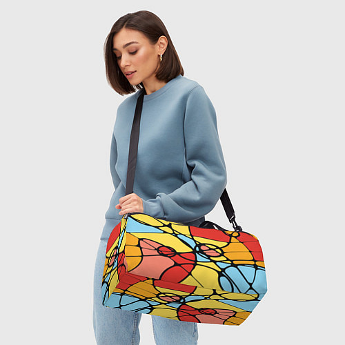 Спортивная сумка Яркий абстрактный узор из цветных овалов и плавных / 3D-принт – фото 4