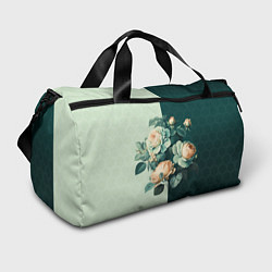 Спортивная сумка Розы на зеленом фоне