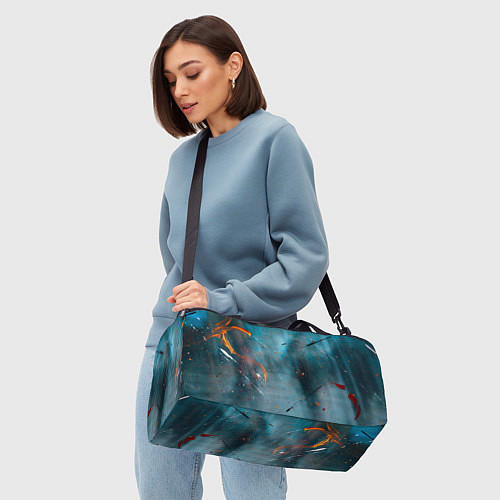 Спортивная сумка Абстрактный синий туман, силуэты и краски / 3D-принт – фото 4
