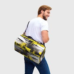 Сумки спортивные Черно-желтая абстракция, нейросеть, цвет: 3D-принт — фото 2