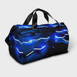Спортивная сумка Металлические соты с синей подсветкой