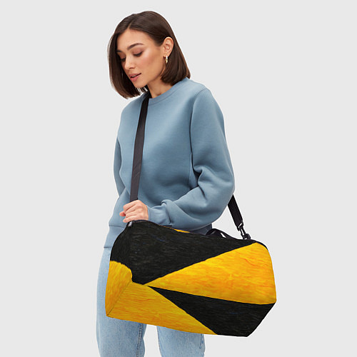 Спортивная сумка Черно-желтые масляные краски / 3D-принт – фото 4