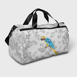 Спортивная сумка Попугай на сером фоне