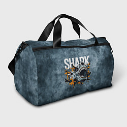 Спортивная сумка С акулой в стиле Арт на синем мраморе
