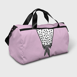 Спортивная сумка Костюм Барби: черный горох с полосатым бантом