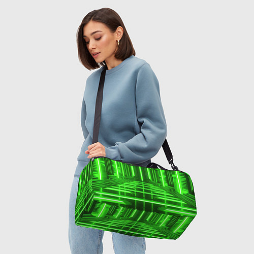 Спортивная сумка Зеленые световые объекты / 3D-принт – фото 4