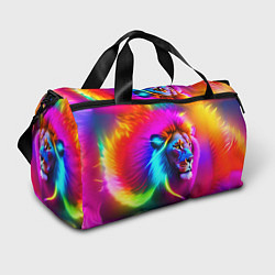 Спортивная сумка Неоновый лев в цветовой абстракции