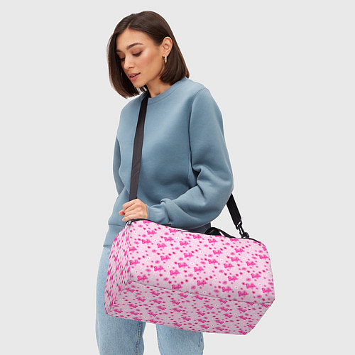 Спортивная сумка Барби, сердечки и цветочки / 3D-принт – фото 4