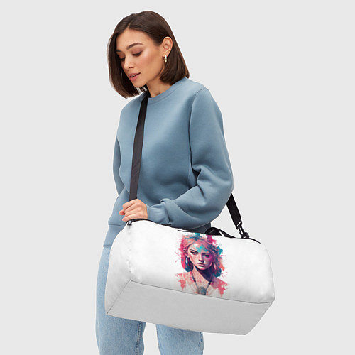 Спортивная сумка Девушка акварельные краски / 3D-принт – фото 4