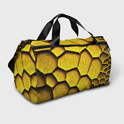 Спортивная сумка Желтые шестиугольники с трещинами - объемная текст
