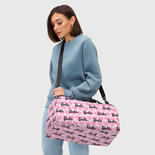 Спортивная сумка Логотип Барби и розовое кружево / 3D-принт – фото 4