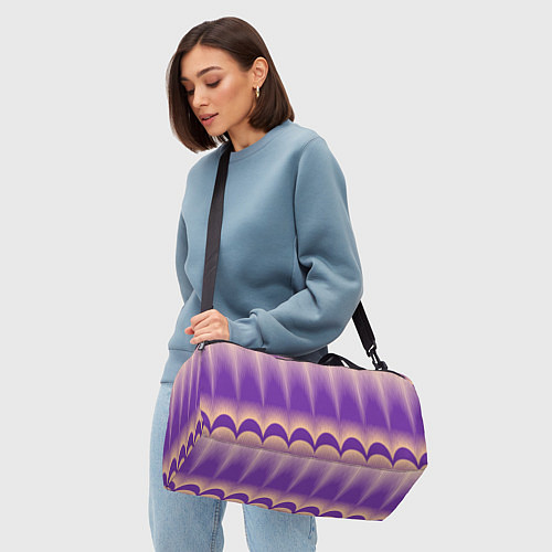Спортивная сумка Фиолетовый градиент в полоску / 3D-принт – фото 4