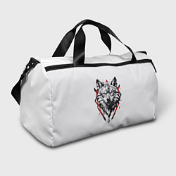 Спортивная сумка Волк в геометрическом стиле с красными глазами