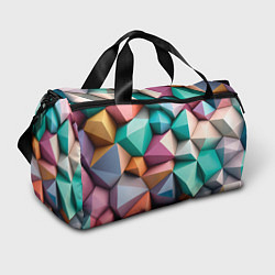 Спортивная сумка Полигональные объемные кубы и тетраэдры в пастельн