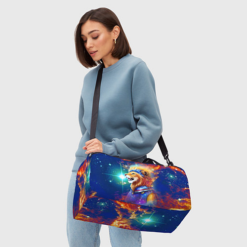 Спортивная сумка Космический лев - неоновое свечение / 3D-принт – фото 4