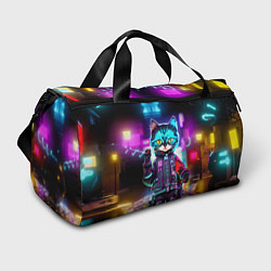 Сумки спортивные Cool kitten - cyberpunk - neon glow, цвет: 3D-принт