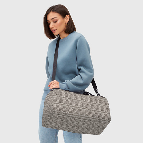 Спортивная сумка Вязанный стиль серая пряжа / 3D-принт – фото 4