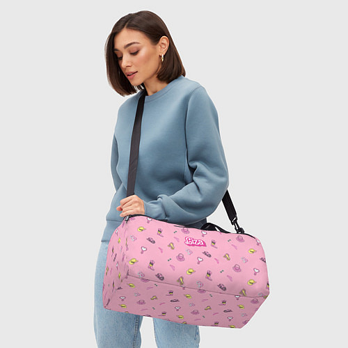 Спортивная сумка Лиза - в стиле барби: аксессуары на розовом паттер / 3D-принт – фото 4