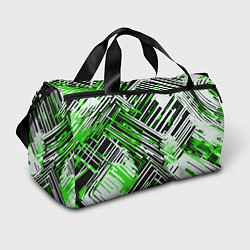 Спортивная сумка Киберпанк линии белые и зелёные