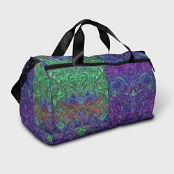 Спортивная сумка Вьющийся узор фиолетовый и зелёный