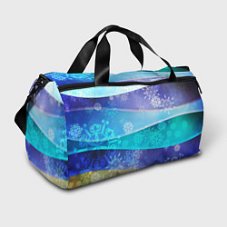 Спортивная сумка Абстрактный синий волнистый фон со снежинками