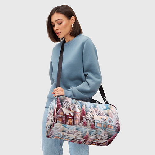 Спортивная сумка Рождественские огни на деревьях / 3D-принт – фото 4