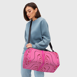 Сумки спортивные Плавные линии на розовом фоне, цвет: 3D-принт — фото 2
