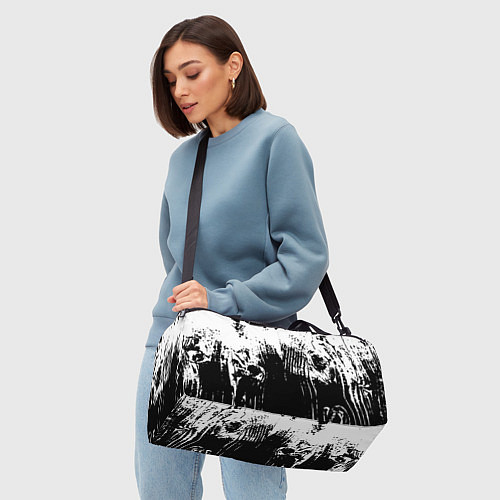 Спортивная сумка Черно-белая абстракция гранж / 3D-принт – фото 4