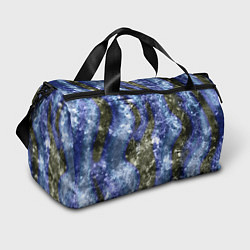 Спортивная сумка Абстракция - гранж синие полосы на сером